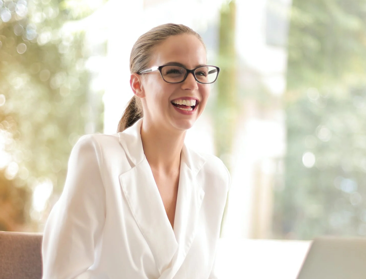 Happy woman with glasses