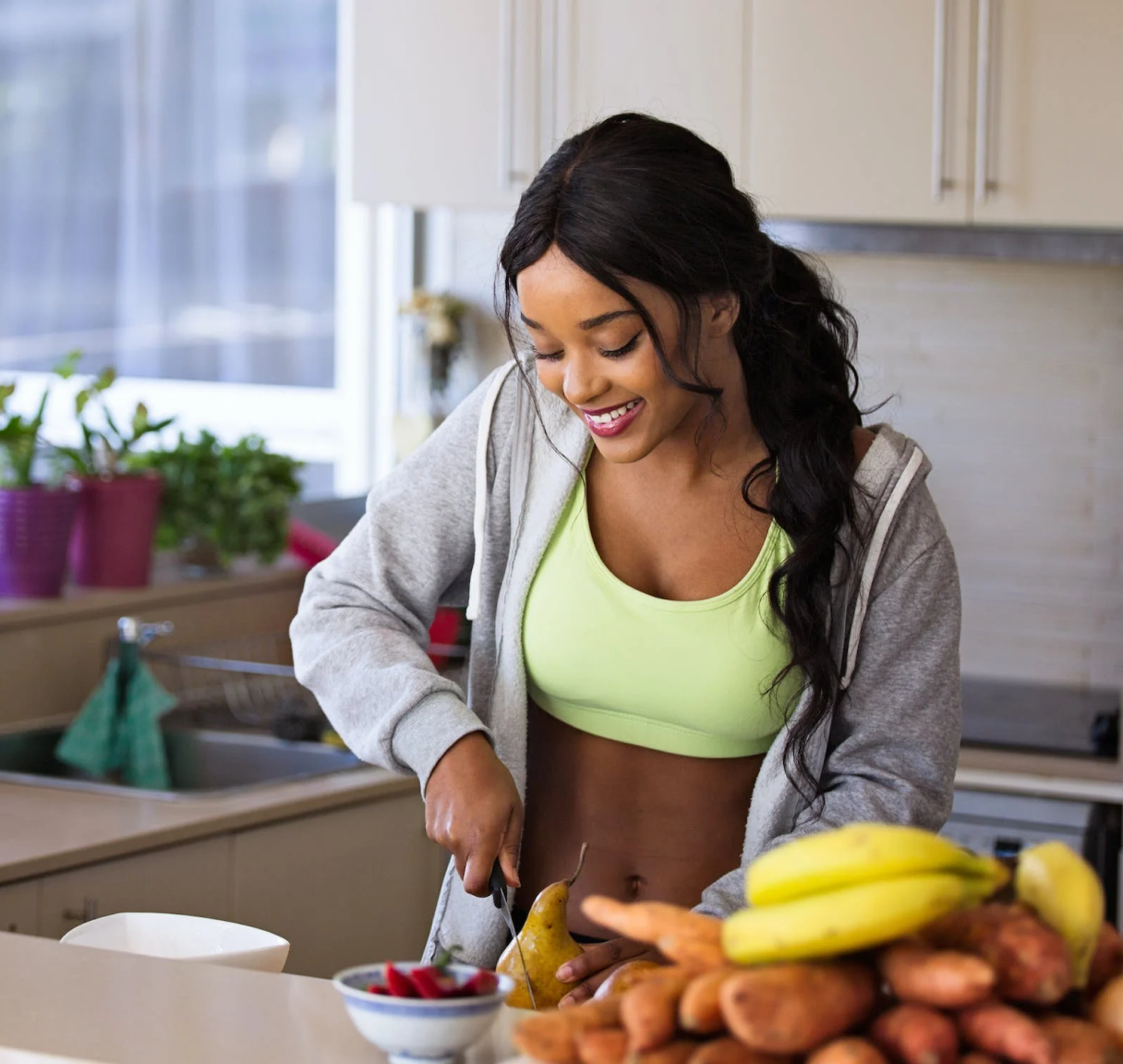 Woman cutting food